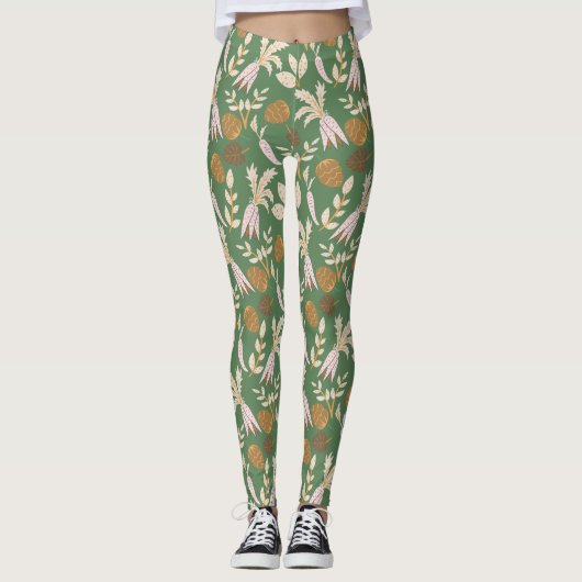 Grünes Frühjahrsmuster Leggings (Vorderseite)