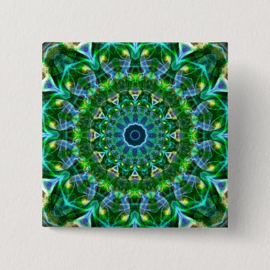 Grünes Frühlings-Kaleidoskop Button (Vorderseite)
