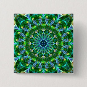Grünes Frühlings-Kaleidoskop Button