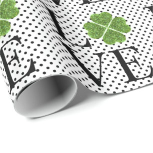 Grünes funkelnShamrock Polka Dots Geschenkpapier
