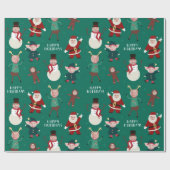 Grünes Funny Family Foto Urlaubspapier Geschenkpapier (Flach)