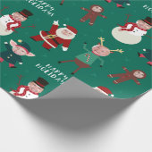 Grünes Funny Family Foto Urlaubspapier Geschenkpapier (Ecke)