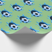 Grünes Fußball Geburtstagspapier Geschenkpapier (Ecke)