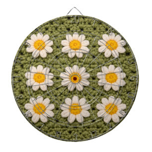 Grünes Gänseblümchen-Omas-Quadrat-Häkelmuster Flor Dartscheibe