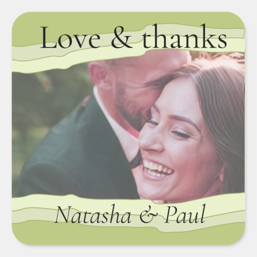 Grünes Gebirge Modernes Hochzeitsgeschenk Quadratischer Aufkleber (Vorderseite)