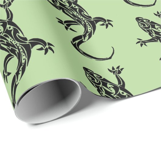 Grünes Gecko-Muster-Packpapier Geschenkpapier (Rolleneckpunkt)