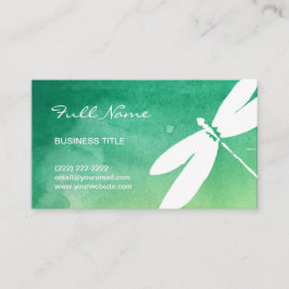 Grünes gelbes Aquarell der Libellen-Visitenkarte-| Visitenkarte