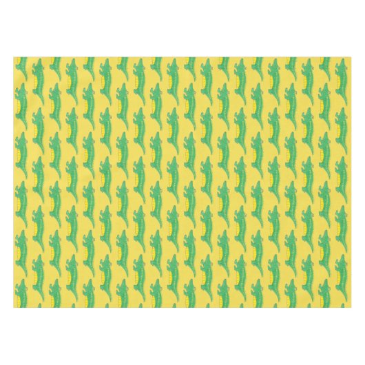 Grünes Gelbes Gator Alligator Croc Krokodil Tier Tischdecke (Vorderseite (Horizontal))