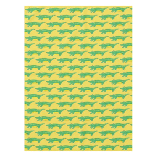 Grünes Gelbes Gator Alligator Croc Krokodil Tier Tischdecke (Vorderseite)