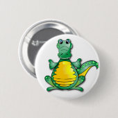 Grünes gelbes glückliches Krokodil Button (Vorne & Hinten)