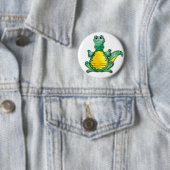 Grünes gelbes glückliches Krokodil Button (Beispiel)