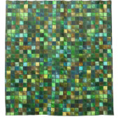 Grünes gelbes mit Ziegeln gedecktes abstraktes Duschvorhang (Vorderseite)