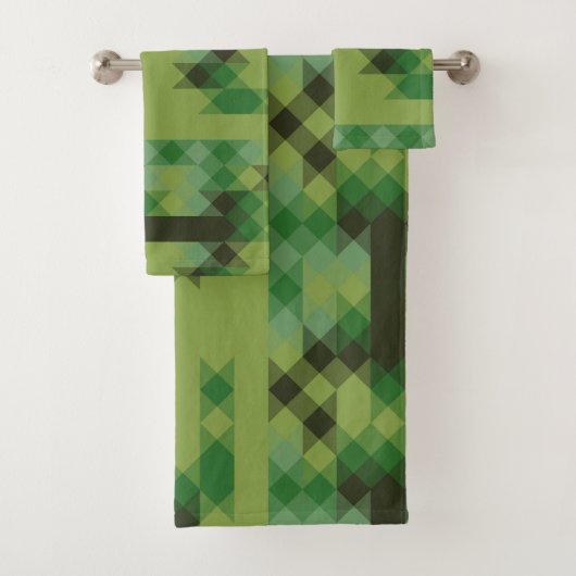 grünes geometrisches Muster Badhandtuch Set (Insitu)