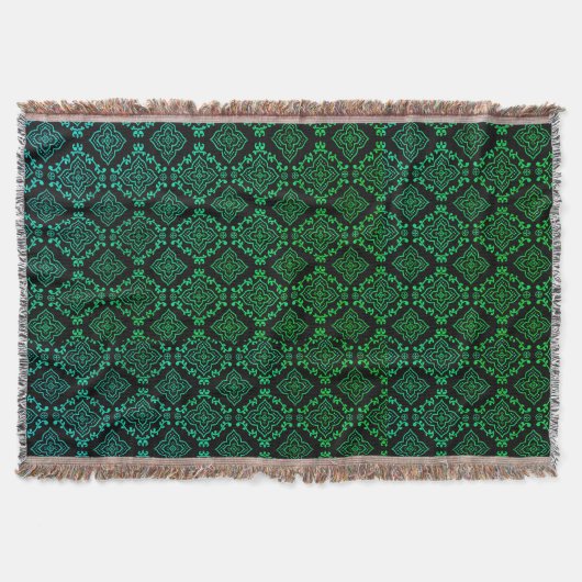 Grünes geometrisches Muster / Indianerausdruck Decke (Vorderseite)