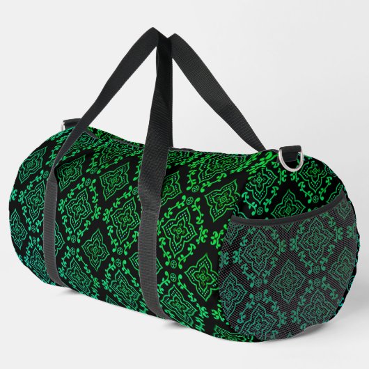 Grünes geometrisches Muster / Indianerausdruck Duffle Bag (Rechte Ecke)