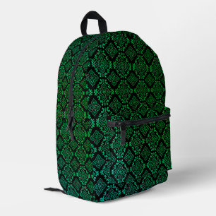 Grünes geometrisches Muster / indischer Druck Bedruckter Rucksack