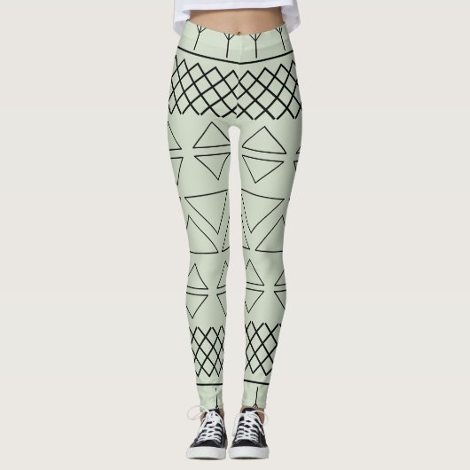 Grünes geometrisches Muster Leggings (Vorderseite)