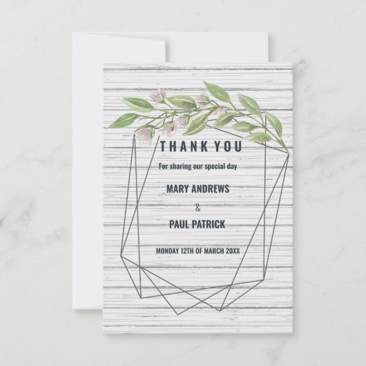 Grünes, geometrisches Weißholz Dankeskarte (Vorderseite)
