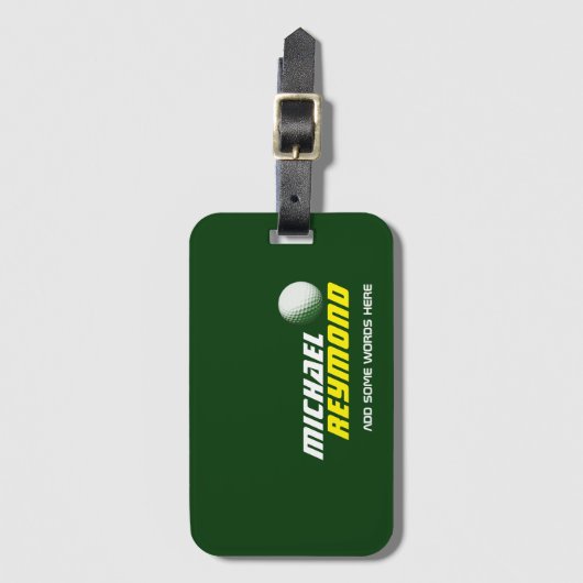grünes Gepäckanhänger mit Golfername (Vorderseite Vertikal)