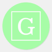 Grünes Gerahmtes Anfangsmonogramm Runder Aufkleber (Vorderseite)