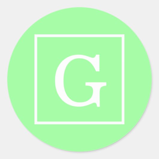 Grünes Gerahmtes Anfangsmonogramm Runder Aufkleber (Vorderseite)