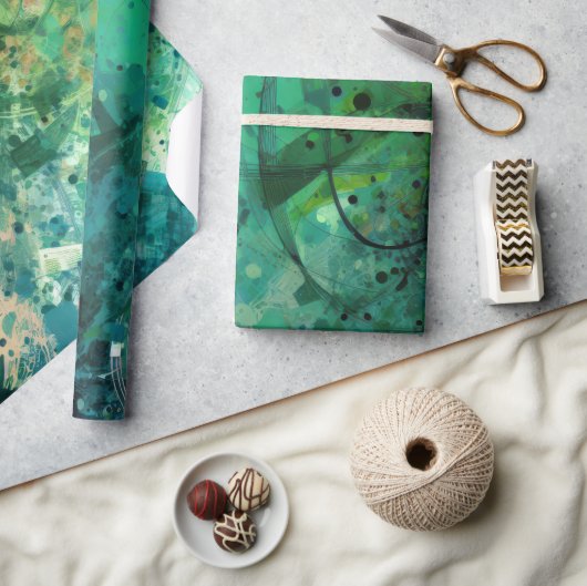 Grünes Geräusch Abstrakt Geschenkpapier (Kunsthandwerk)
