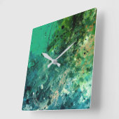 Grünes Geräusch Abstrakt Quadratische Wanduhr (Winkel)