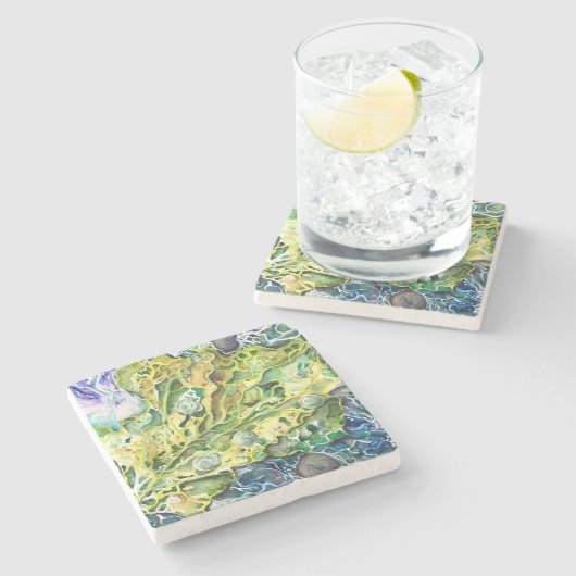 "Grünes Geräusch" Stone Untersetzer (Seitenansicht)