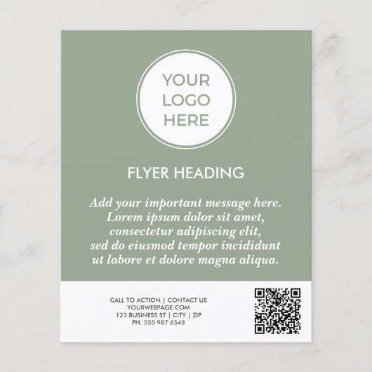 Grünes Geschäftslogo QR-Code Vorlage Flyer (Vorne)