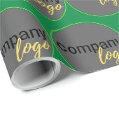GRÜNES GESCHÄFTSLOGO WIEDERHOLEN PATTERN KUNDENGES GESCHENKPAPIER (Rolleneckpunkt)