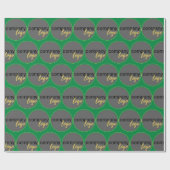 GRÜNES GESCHÄFTSLOGO WIEDERHOLEN PATTERN KUNDENGES GESCHENKPAPIER (Flach)