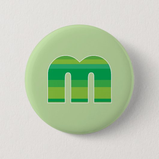 Grünes gestreiftes Monogramm - Buchstabe M Button (Vorderseite)