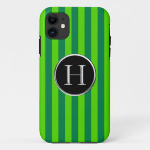Grünes gestreiftes schwarzes/silbernes Caslon H Case-Mate iPhone Hülle