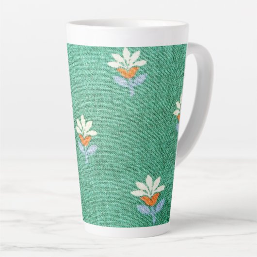 Grünes Gewebe mit Blume Milchtasse (Rechte Ecke)