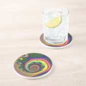 Grünes gewundenes Juwel-Fraktal Sandstein Untersetzer (Seite)