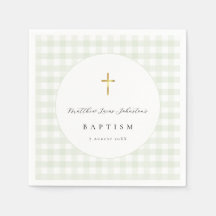 Grünes Gingham-Baby-Taufpapier