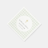 Grünes Gingham-Baby-Taufpapier  Serviette (Ecke)