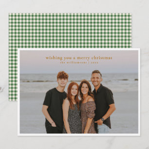 Grünes Gingham Frohe Weihnachten Vollfoto Familie