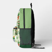 Grünes Gingham-Kaktusmuster Bedruckter Rucksack (Rechts)