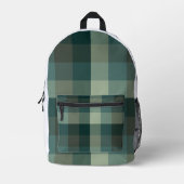 Grünes Gingham-Karo-Karo-Design Bedruckter Rucksack (Vorderseite)