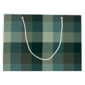 Grünes Gingham-Karo-Karo-Design Große Geschenktüte (Rückseite)