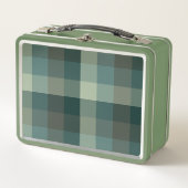 Grünes Gingham-Karo-Karo-Design Metall Brotdose (Vorderseite)