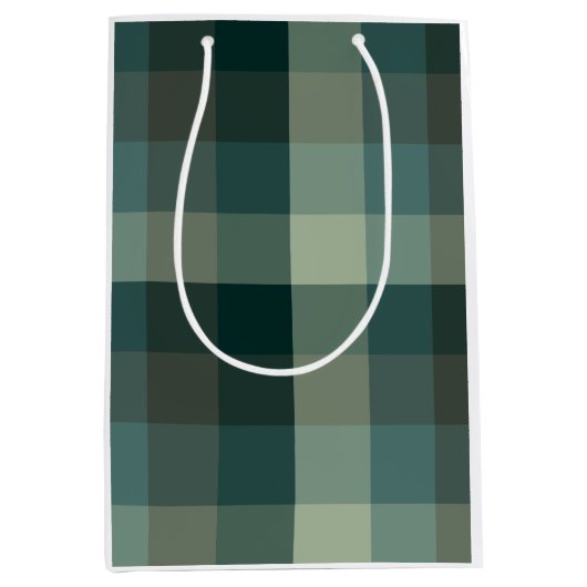 Grünes Gingham-Karo-Karo-Design  Mittlere Geschenktüte (Vorderseite)