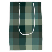 Grünes Gingham-Karo-Karo-Design  Mittlere Geschenktüte (Rückseite)