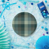 Grünes Gingham-Karo-Karo-Design Pappteller (Party)