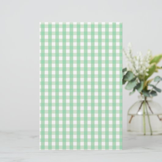 Grünes Gingham-Karo-Muster Briefpapier (Stehend Vorderseite)