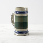 Grünes Gingham-Karo-Muster Design Bierglas (Vorderseite Links)