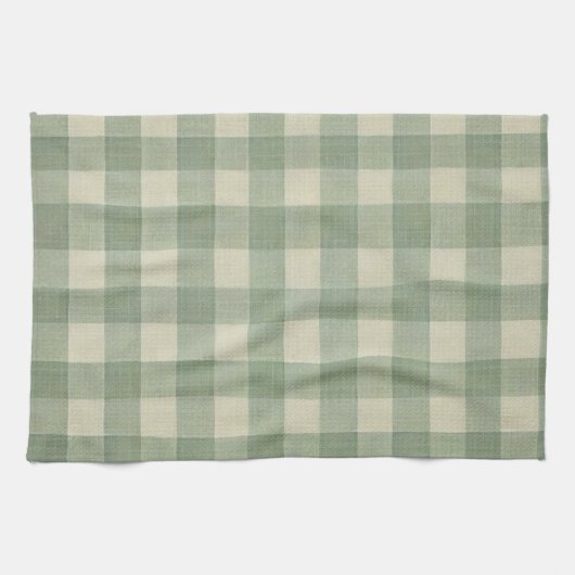 Grünes Gingham-Küchentuch Geschirrtuch (Horizontal)