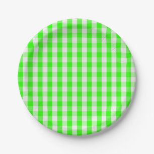 Grünes Gingham-Neonmuster durch Shirley Taylor Pappteller