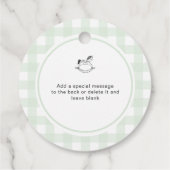 Grünes Gingham Rocking Pferd gesprinklt mit Liebe Geschenkanhänger (Rückseite)